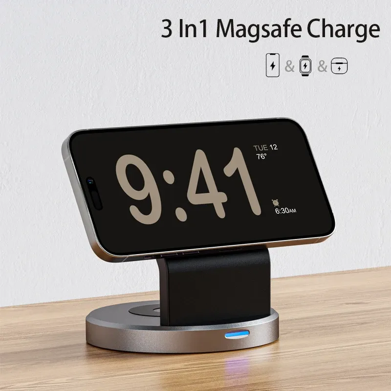 3 in 1 magnetischer kabelloser Ladest änder für iPhone 15 14 13 12 Pro Max iwatch Airpods Station Dock Magsafe Schnell ladestation