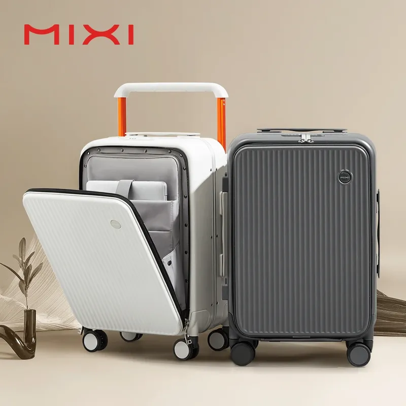 Mixi Front Laptop Tasche Koffer Breiten Griff Reise Koffer Männer 20''Handgepäck Frauen PC Aluminium Rahmen Trolley Fall 24''
