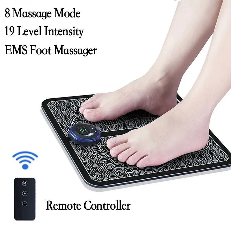 Remote EMS Fußmassagegerät Pad Tragbare elektrische Muskelstimulation Massagematte Verbessern Sie die Durchblutung Linderung von Schmerzen Entspannen Sie die Füße
