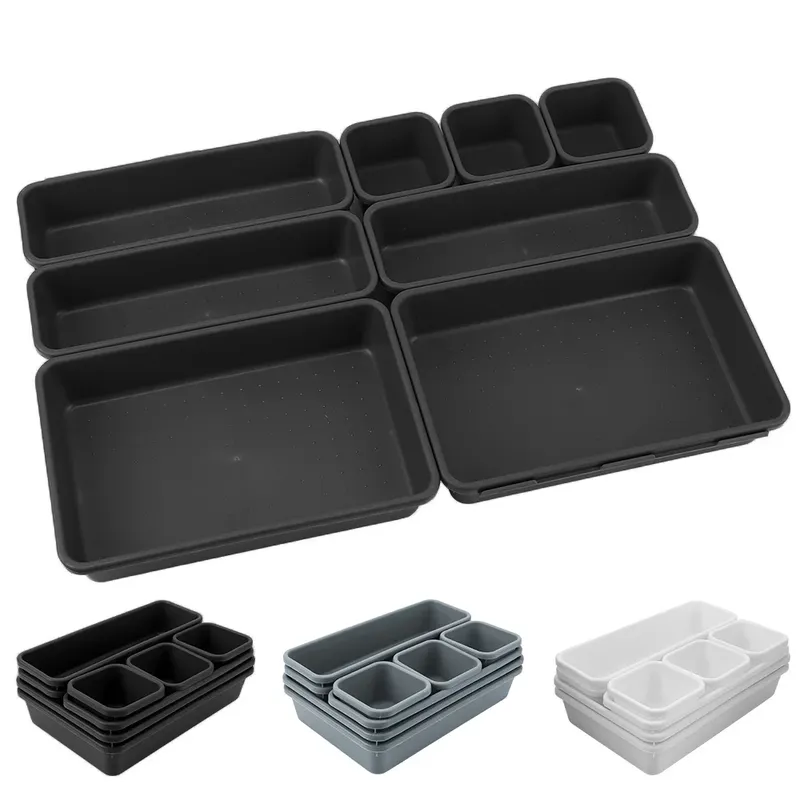 Lagerung Schublade Lagerung Box Küche Badezimmer Lagerung Tabletts Schrank Abdeckung Kleinigkeiten Schmuck Halter 8 teil/satz Make-Up Organizer Box