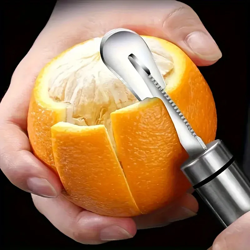 Edelstahl Orange, Citru Schäler, einfacher Zitronenschäler, kreativer Schneider, Orangenschäler Werkzeug mit Griff, Restaurant-Küchenhelfer