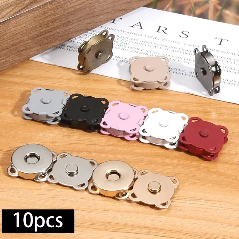 10 Sets magnetische Druckknöpfe aus Metall, Pflaumenblüten-Knopfverschlüsse zum Aufnähen, Verschlüsse für Geldbörsen, Handtaschen, Kleidung, DIY-Zubehör
