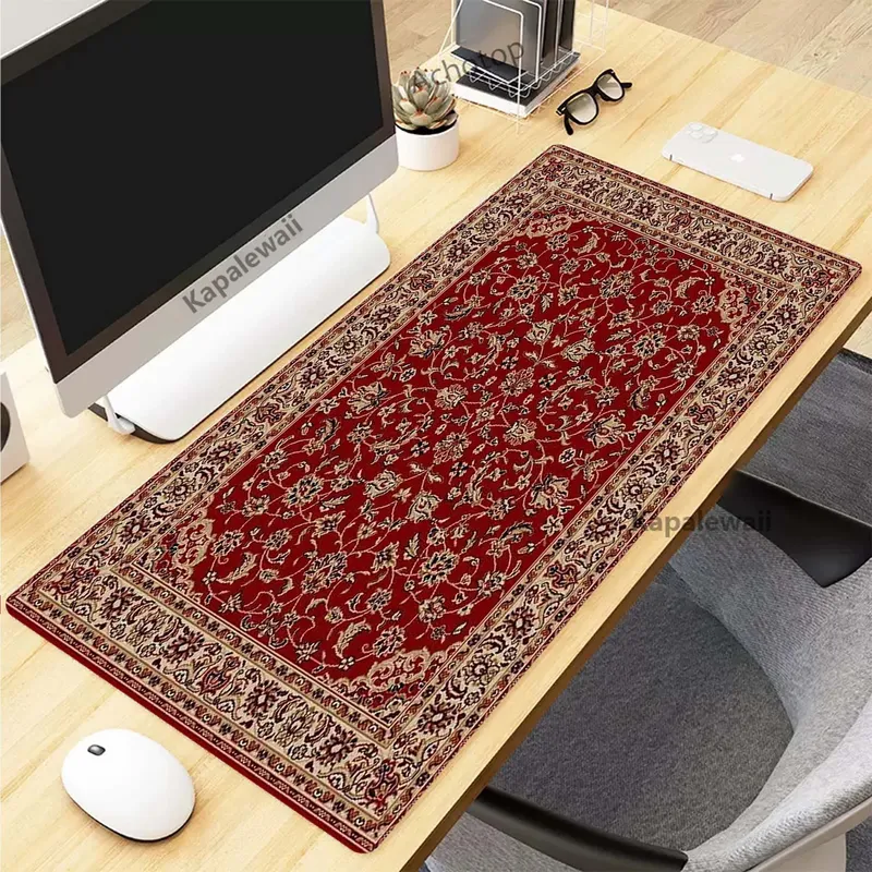 Persischer Teppich Mysteriöses Retro-Mauspad, PC-Gamer-Mauspad, Gummi-Mauspad, Gaming-Geschwindigkeit, Tastatur-Pads, Büro, Gummi-Schreibtischunterlage