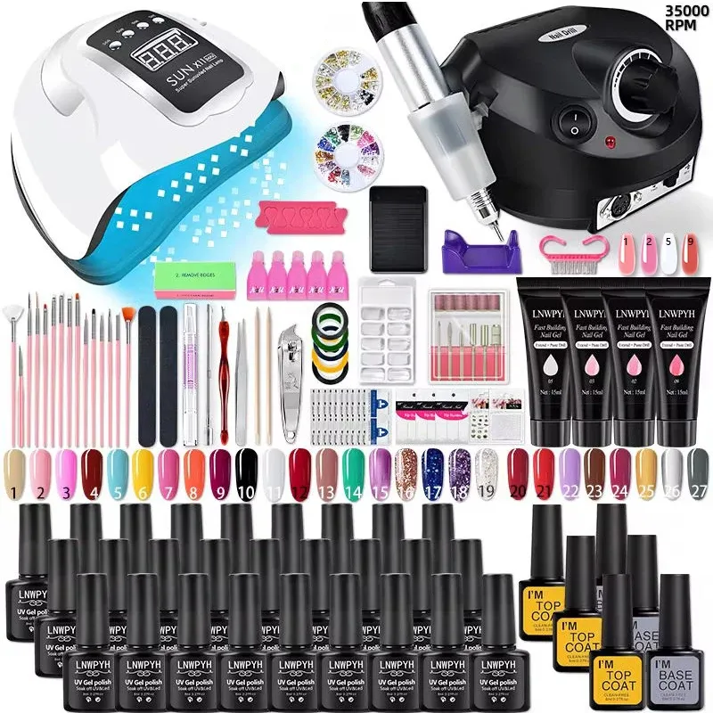 Nagellack Kit Acryl Nagel Kit Poly Nagel Gel Set Mit Nagel Lampe Nägel Verlängerung Glitter Gel UV Gebäude Gel Maniküre Werkzeuge Set