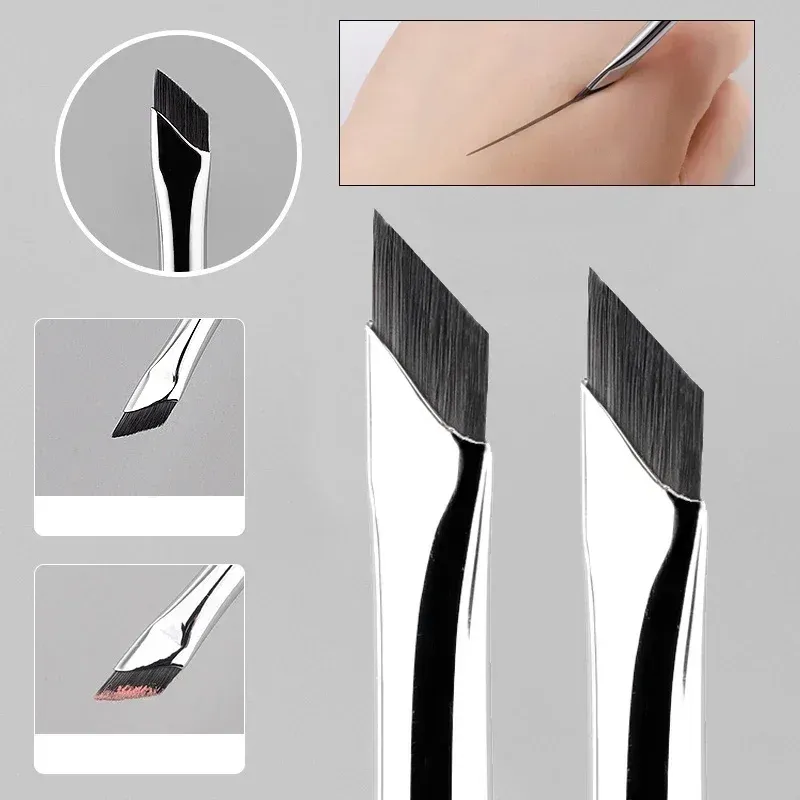 2/5 Stück Karsyngirl Upgrade Blade Eyeliner-Pinsel, ultradünn, feiner Winkel, flacher Augenbrauenpinsel unter den Augen, platz präzise Detailpinsel