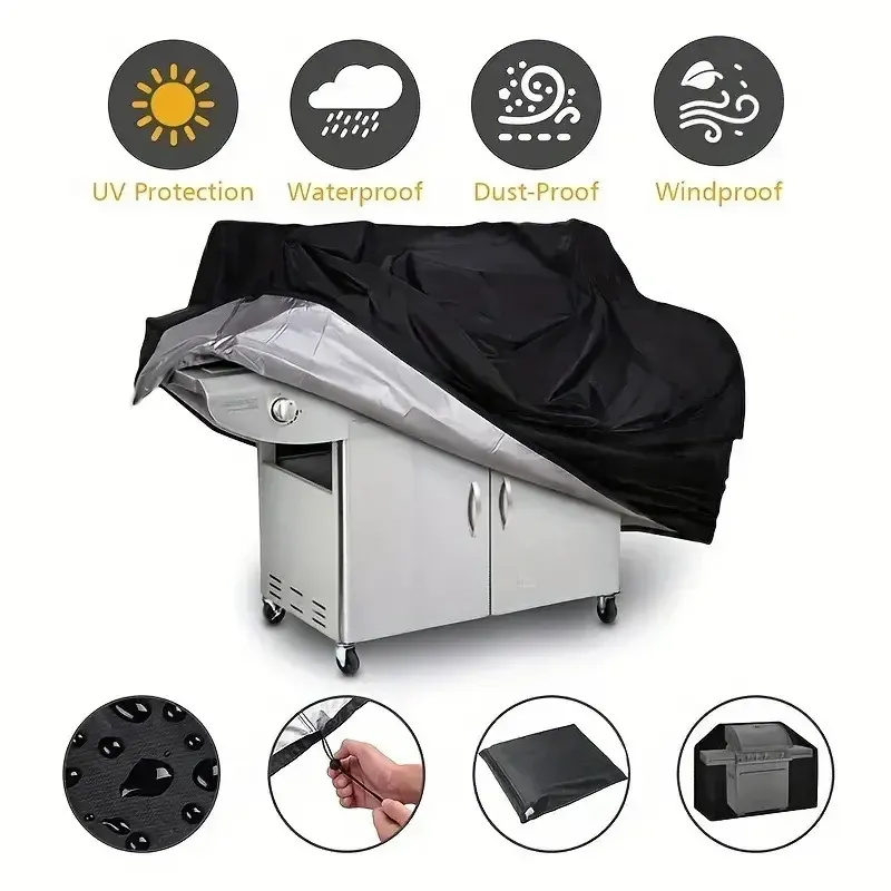 210D Grillabdeckung, wasserdicht, UV- und Staubschutz, passend für die meisten Modelle, langlebiges Outdoor-Kochzubehör für Outdoor-Grill