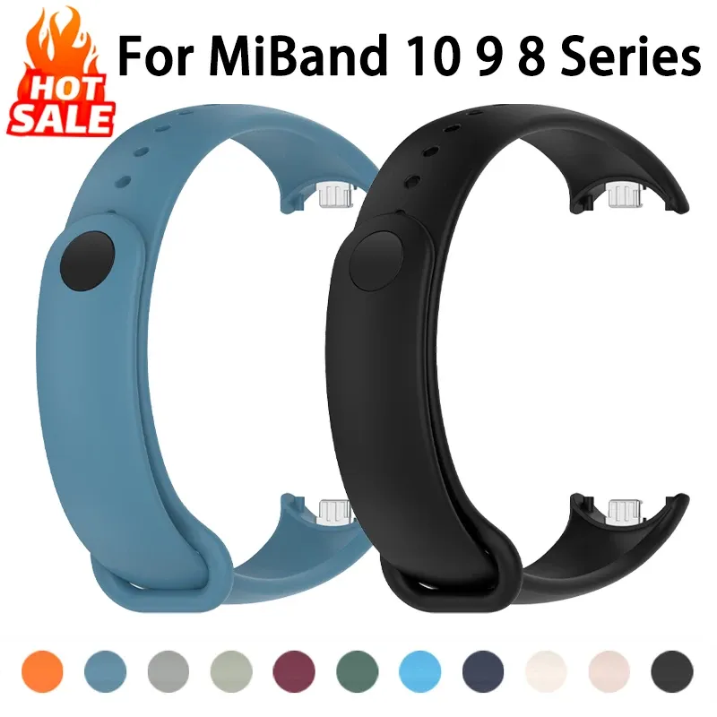 Silikonarmband für Xiaomi Mi Band 10 9 8 Armband NFC Sport Gummiarmband Pulseira Correas Xiaomi Smart Band 10 9 8 Zubehör