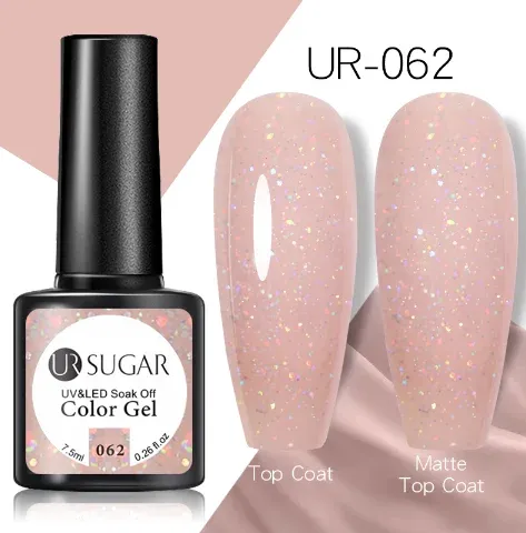 UR SUGAR 7,5 ml Rose Glitter Einfarbig Gel Nagellack Jelly Nude Pink Semi Permanent DIY Nail Art UV LED Soak Off Gel