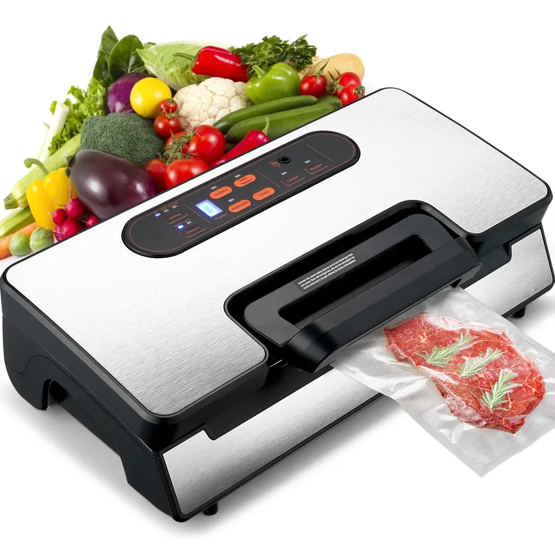 SucceBuy 90 kPa 130 W Vakuumiergerät, Lebensmittelverpackungsmaschine mit kostenlosen 10 Vakuumbeuteln für die Vakuum-Lebensmittelversiegelung in der Haushaltsküche
