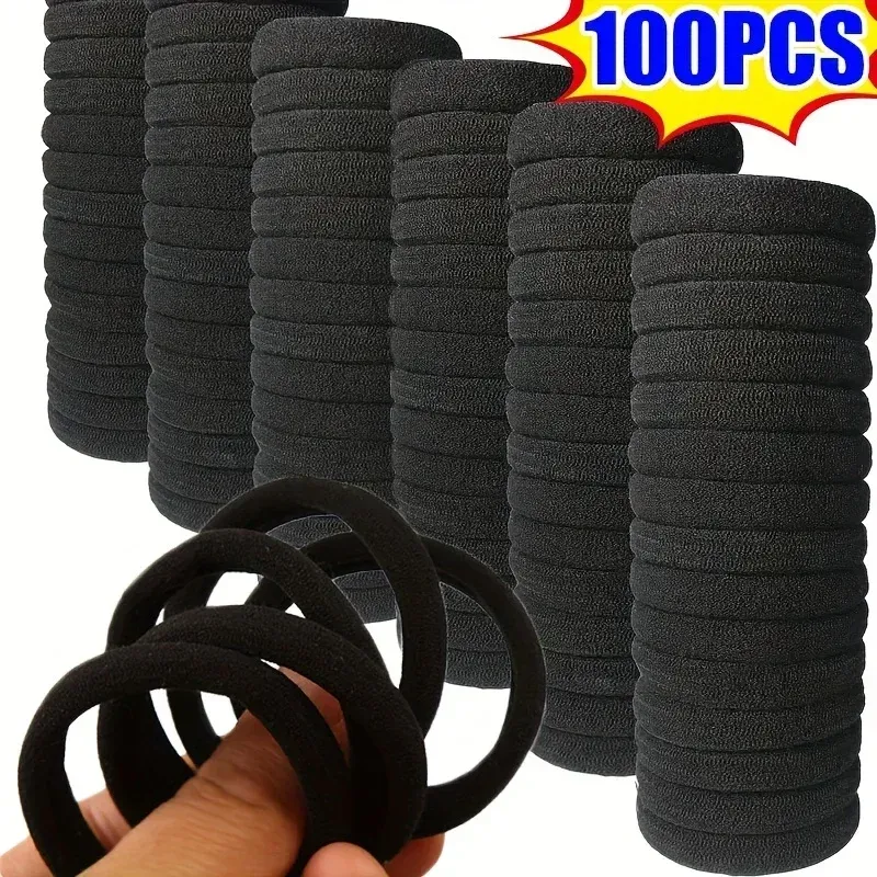Hochelastische Haarbänder für Mädchen, schwarzes Haarband, Gummibänder, Pferdeschwanzhalter, Haargummis, Kinder-Haar-Accessoires