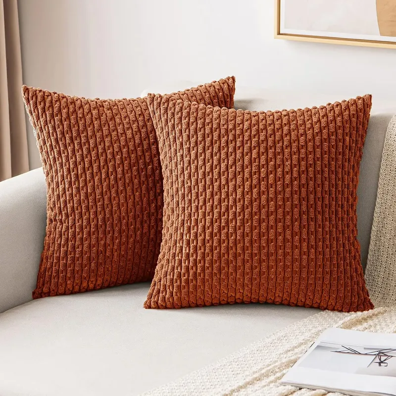 Dekorative Herbst-Kissenbezüge aus weichem Cord, Boho-gestreifte Kissenbezüge, Kissenbezüge, Bauernhaus-Heimdekoration für Couch, Bett, Sofa