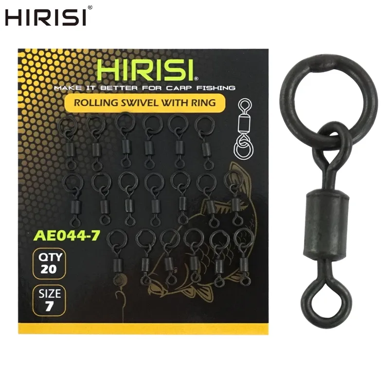 Hirisi 20-teilige Karpfenangeln-Wirbel, Druckknöpfe mit massivem Ring, Schnellwechsel-Angelhaken, Wirbel, Angelzubehör AE044