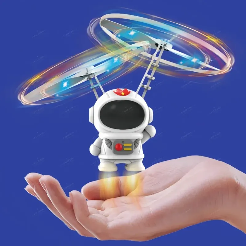 Schwebender leuchtender fliegender Roboter, Astronauten-Spielzeugflugzeug, handgesteuerte Drohne, interaktiv, mit Lichtern, Outdoor-Spielzeug fĂŒr Kinder, Geschenk - 6.31 EUR
