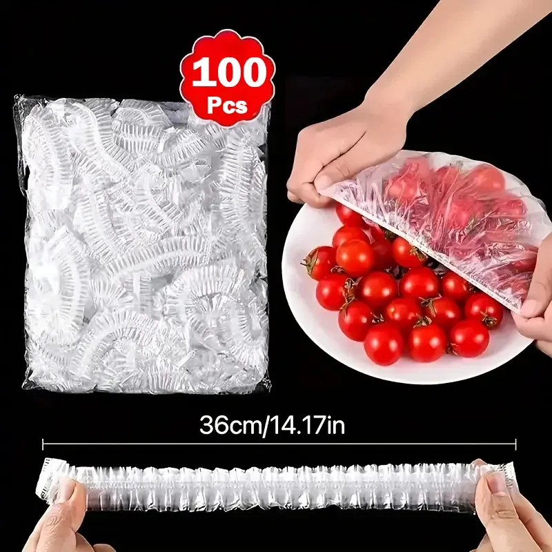 100 stücke Einweg Lebensmittel Abdeckung Saran Wrap Darm Abdeckung Lebensmittel Grade Frische-halten Plastiktüte Küche Lagerung Zubehör