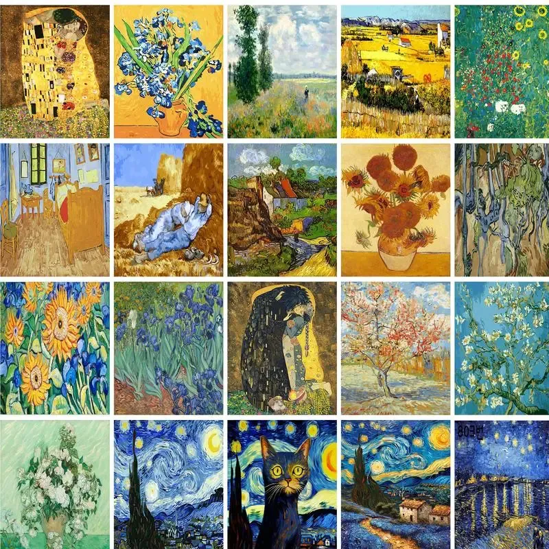 GATYZTORY Ölgemälde nach Zahlen, Basteln, Van Gogh, Himmel, Landschaft, Bilder auf Zahlen, Wanddekorationen, Zahlenmalerei, Kunstbedarf