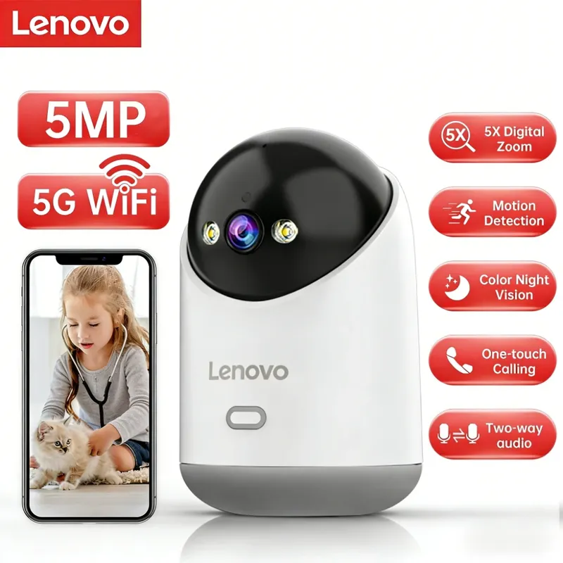 Lenovo 5MP WiFi Kamera Smart Home Indoor IP Kamera Volle Farbe Nacht Auto Tracking Sicherheit CCTV Überwachung Baby Monitor