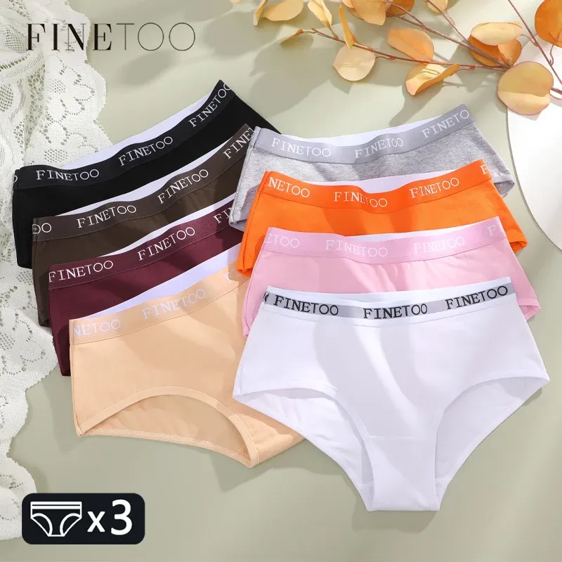 FINETOO 3Pcs Baumwolle Brief Gürtel Unterwäsche frauen Höschen Sexy Atmungs Niedrigen Taille Slips Weibliche Stretch Bequeme Dessous