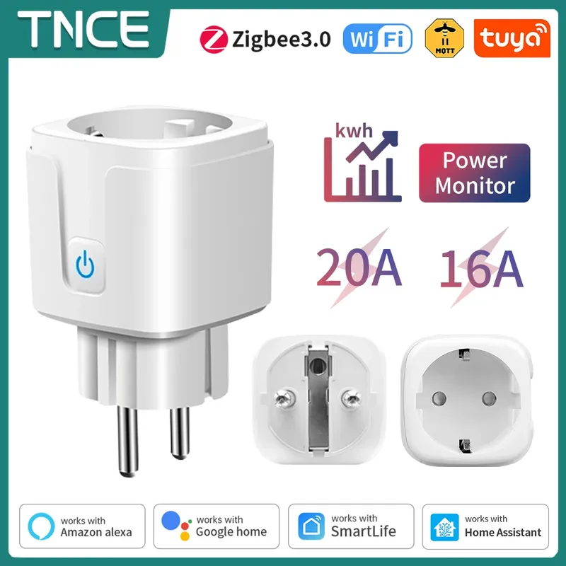 TNCE Tuya Wifi/Zigbee 3,0 Smart Steckdose EU Stecker 16/20A Power Monitor Fernbedienung Smart Leben APP Fernbedienung alexa