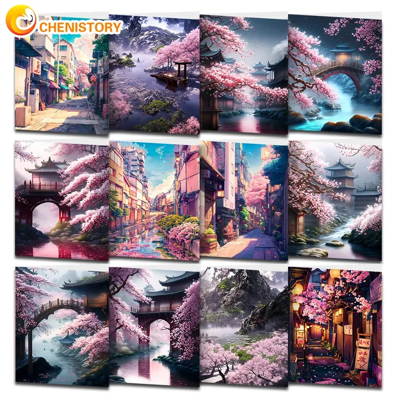 PhotoCustom Diy Rahmen Malen Nach Zahlen Kits Stadt Landschaft Diy Malen Nach Zahlen Auf Leinwand Zeichnen Malerei Für Wohnkultur Geschenk