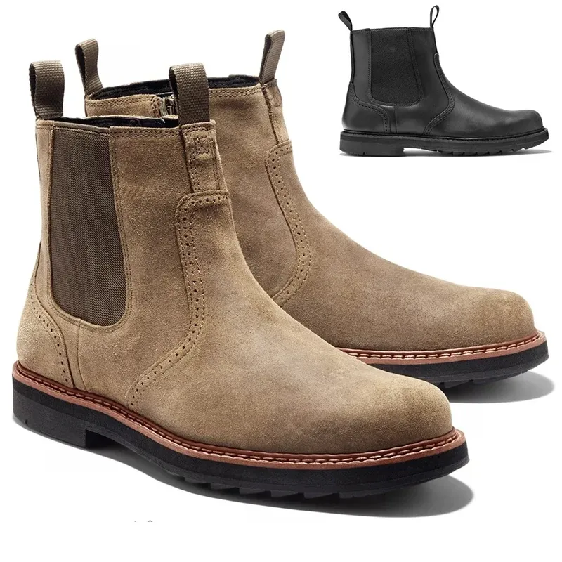 Große Größe 39-48 hand gefertigte Männer Chelsea Retro Lederstiefel bequeme Schuhe für den Pendel verkehr Motorrads tiefel Kampfs tiefel