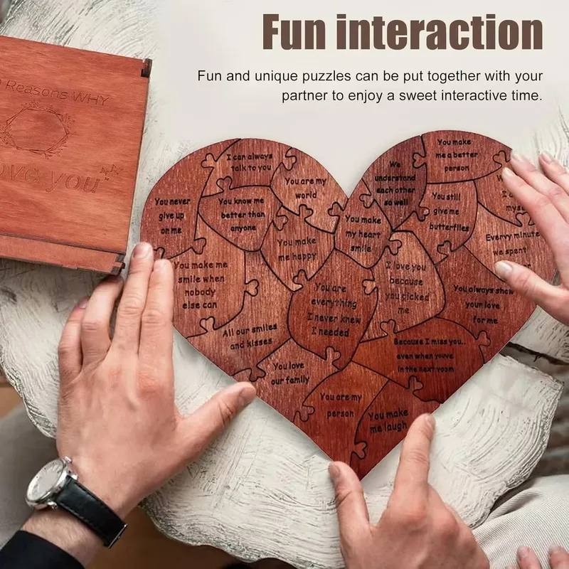 20. Gründe, warum ich dich liebe, Puzzle mit Gravur, Liebesgeschenk, Heimdekoration, sentimentale Geschenke, personalisiertes Valentinstagsgeschenk