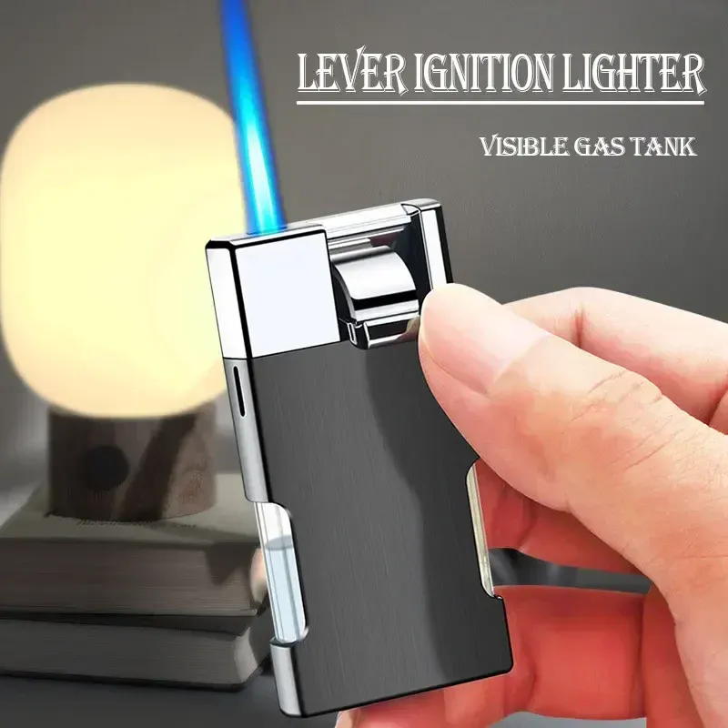 Metall Neue Stilvolle Blaue Flamme Metall Ungewöhnliche Butan Gas Zigarette Zigarre Leichter Mini Winddicht Feuerzeug Gadget Geschenk für Männer