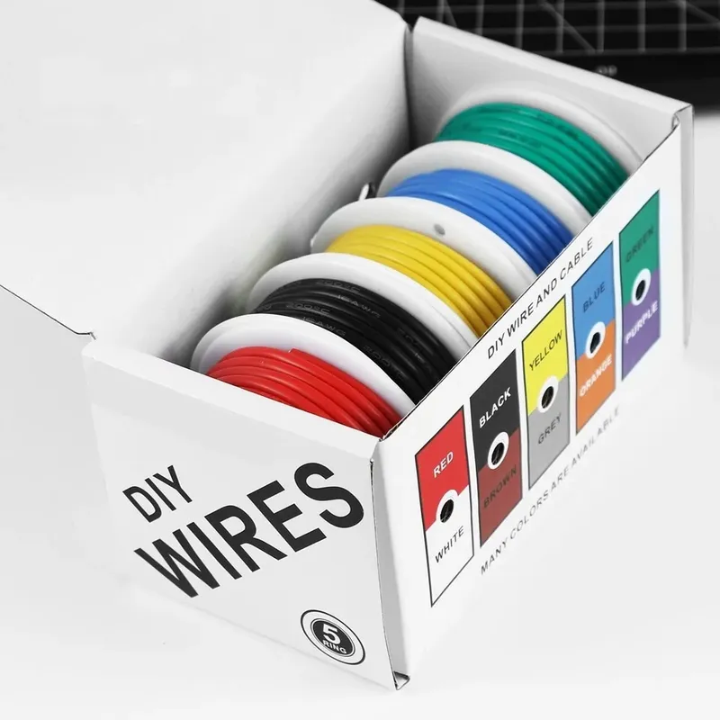 20â24 AWG Elektrodraht, flexible SilikondrĂ€hte, 22 Gauge, verzinnter Kupferdraht, 5 Farben, 16,4 FuĂ/5 m, jeweils oder 32,8 FuĂ/10 m - 10.04 EUR