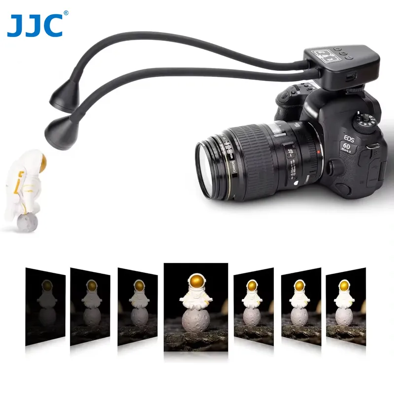 JJC LED-Makroarmleuchte mit 10-stufig einstellbarer Helligkeit, Makrofotografie-Beleuchtung für Canon Nikon Sony Olympus Fujifilm DSLR