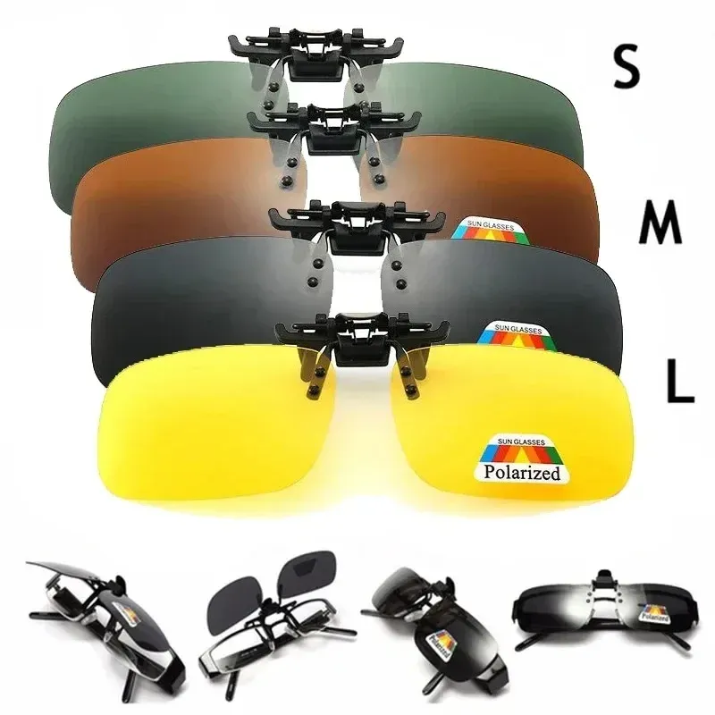 4-farbige graue Gläser, polarisierte Sonnenbrille zum Aufstecken, zum Aufklappen, UV-30, zum Fahren, Angeln, Nachtsichtbrillen-Clips