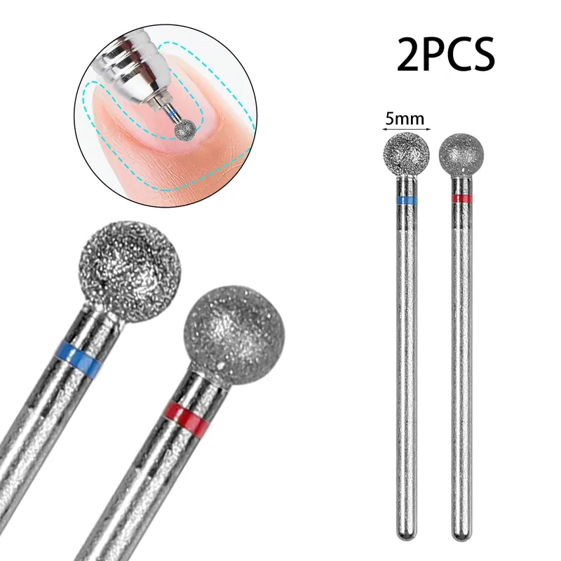 2PCS Diamant Nagelhaut Sauber Kugelkopf Nagel Bit für Elektrische Maschine Perfekt für Gel Polieren Acryl Maniküre Pediküre Nagelhaut