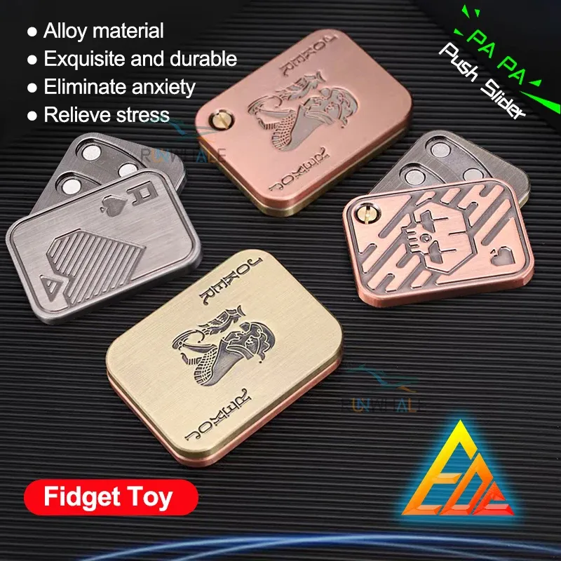 Metall Fidget Push Slider Anti Stress Spielzeug für Erwachsene EDC Finger Spinner Poker Lindern Angst Spielzeug Tragbare Pop Magnetische Slider