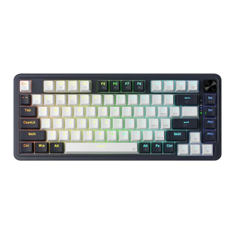 Redragon K673 PRO 75 % kabellose RGB-Gaming-Tastatur mit Dichtung, 3 Modi, 81 Tasten, kompakte mechanische Tastatur, Hot-Swap-roter Schalter