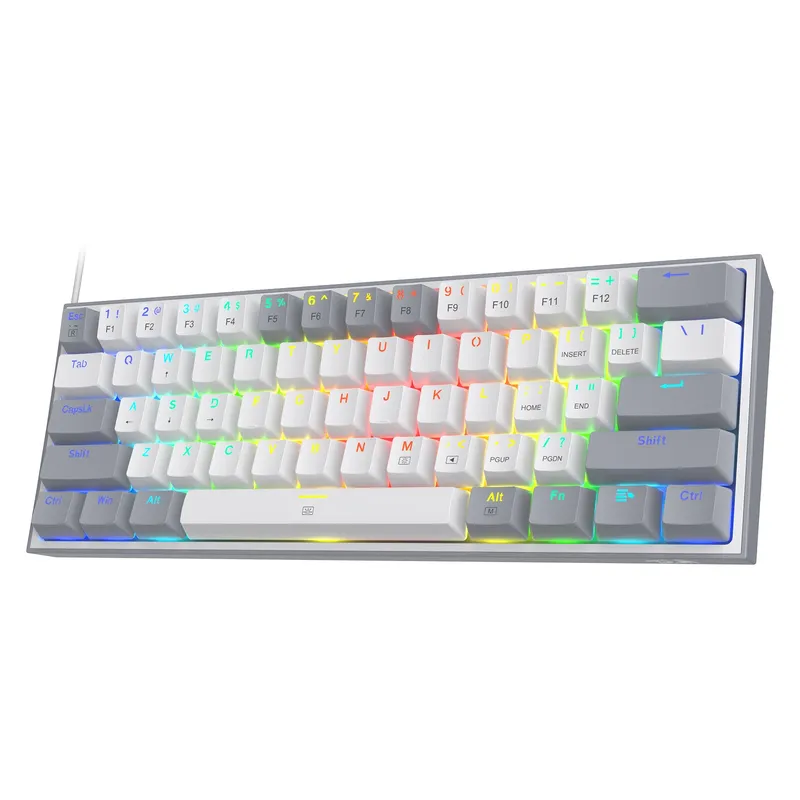 Redragon K617 Fizz 60 % kabelgebundene RGB-Gaming-Tastatur, 61 Tasten, Hot-Swap-kompakte mechanische Tastatur, roter Schalter