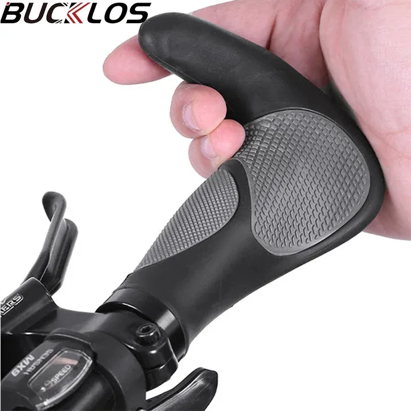 BUCKLOS Fahrradlenkergriffe Ergonomie mit verlängerter Stange Rutschfeste Gummi-Fahrradgriffe Langlebige MTB-Manschetten Fahrradzubehör
