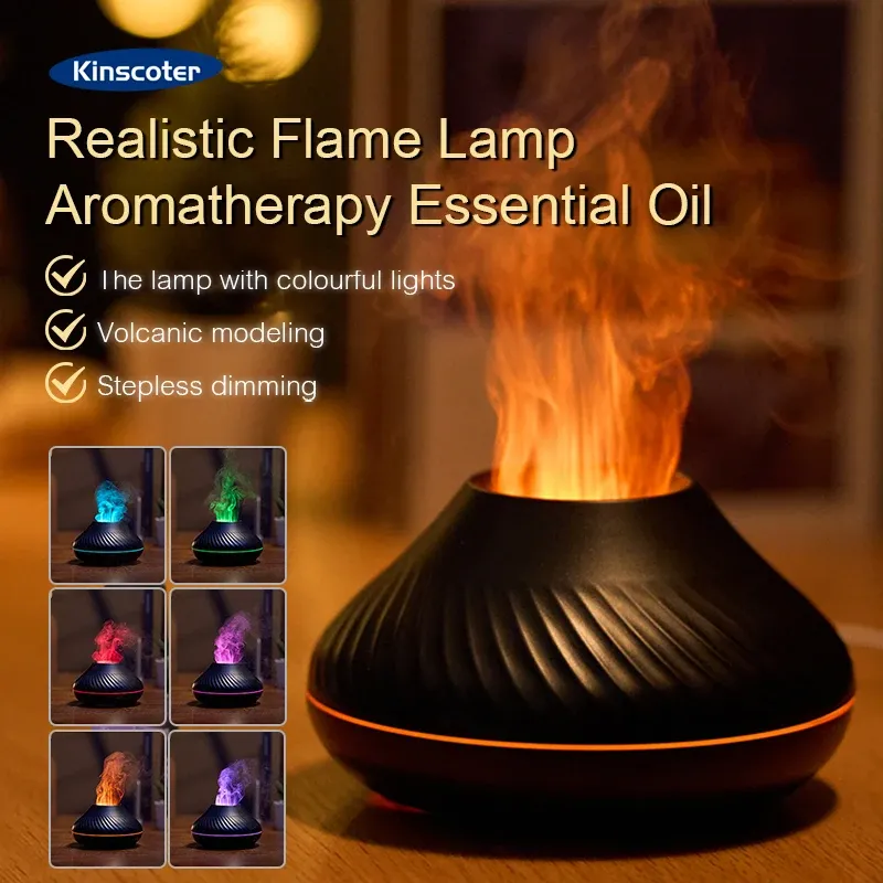 Bunte Flamme Aromatherapie Luftbefeuchter Cool Mist Maker 130 ml USB Ätherisches Öl Aroma Diffusor für Zuhause Schlafzimmer Büro Hotel