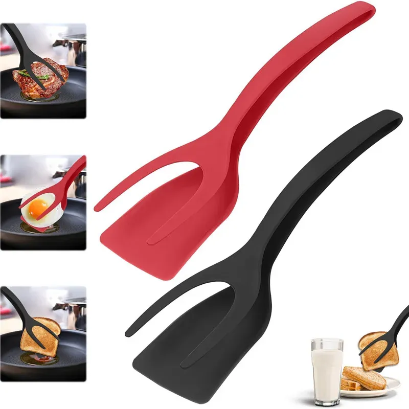 1PCS Schaufel Clip Silikon Grip Flip Zange Ei Steak Spachtel Zange Clamp Pfannkuchen Gebraten Wender Kochen Werkzeug Küche Zubehör