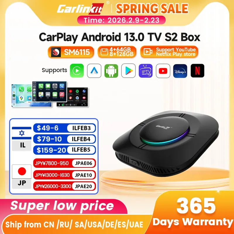 2026 Carlinkit Ai Box LED Android Wireless Carplay Adapter Android 13 Qualcomm 6115 8 Kerne 64G Smart TV Box für Netflix IPTV