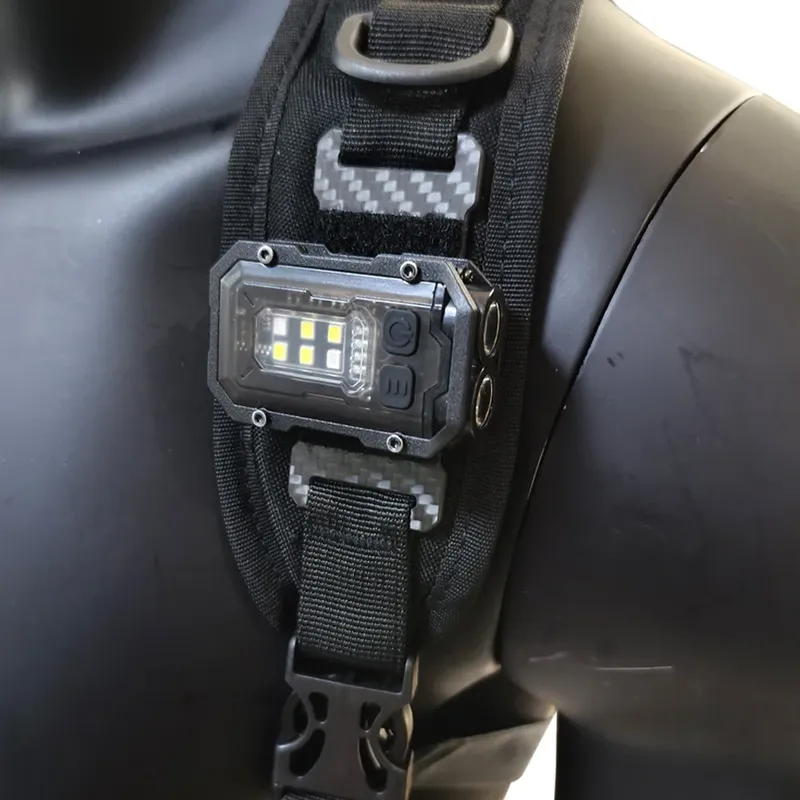 Taktische Taschenlampe EDC Tragbare Mini Licht Oder Haken Schleife Platte Camping Wandern Sicherheit Blinklicht Für 25mm Rucksack Gurt