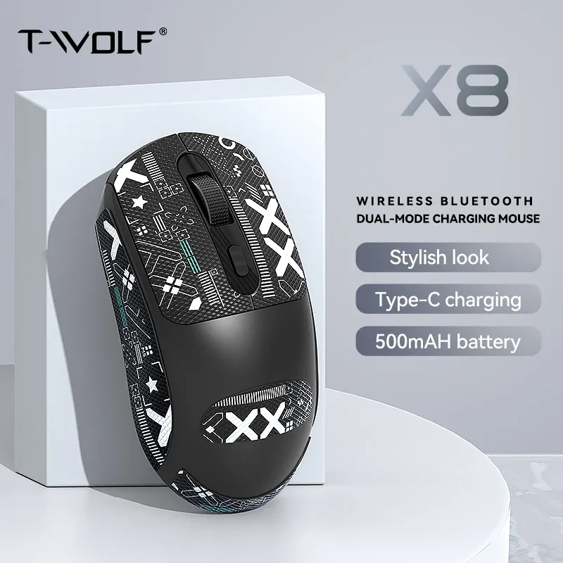 2,4 G T-WOLF Thunder Wolf Dual-Mode Wireless Bluetooth wiederaufladbare rutschfeste Gaming-Maus, kompatibel mit Tablets und Laptops