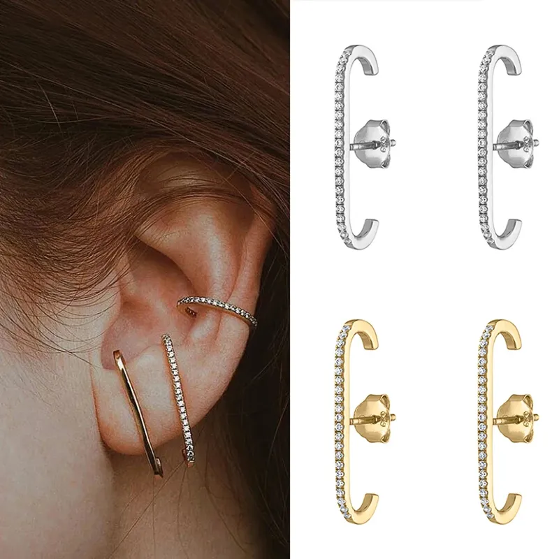 Huitan trend igen Schmuck Frauen Ohr stecker hochwertige Silber Farbe/Gold Farbe bling cz Stein Phantasie Mädchen Geschenk Aussage Ohrringe