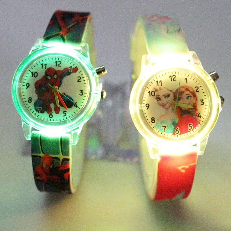 Neue Prinzessin Elsa Kinderuhren für Mädchen, Silikonarmband, Cartoon-Leuchtuhr, Kinder-Armbanduhr, Spielzeuguhr, reloj infantil