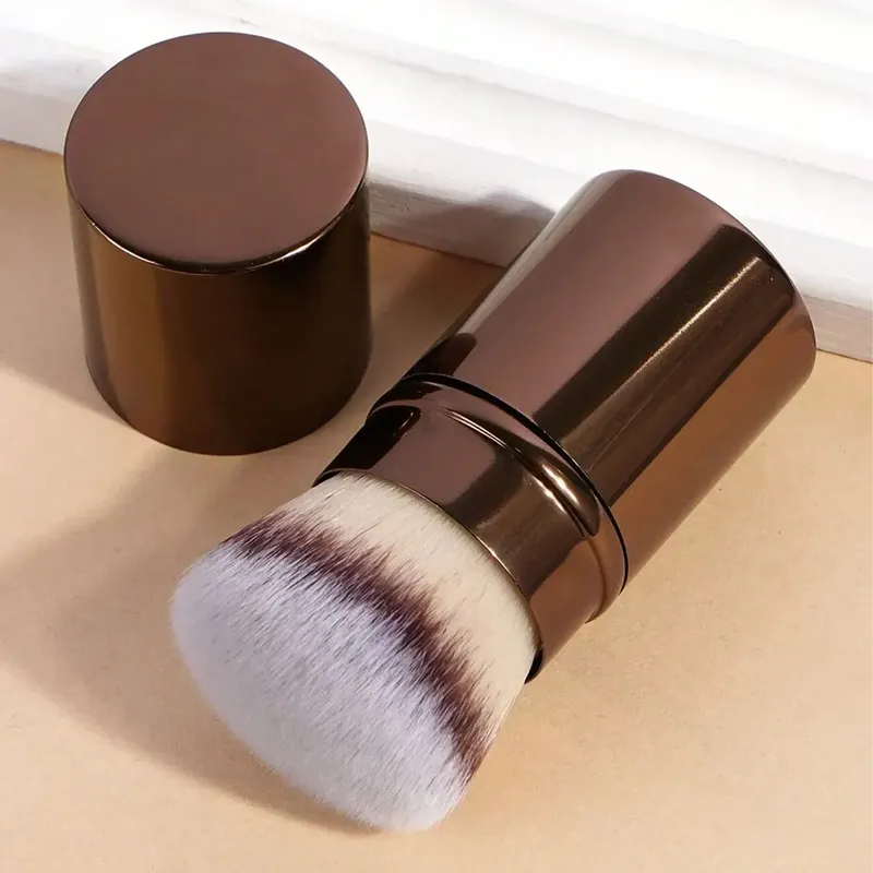 1 Stück professioneller einziehbarer Make-up-Pinsel für das Gesicht, Rougepinsel, Foundation-Pinsel, loser Puderpinsel, synthetisches Haar, ultraweiche Doundat
