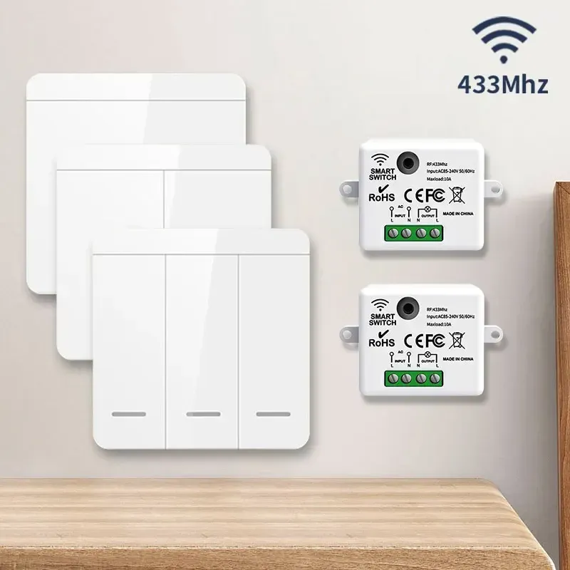 86 Wireless Smart RF 433 Mhz Wand Panel mit Fernbedienung 1/2/3gang Mini Relais Empfänger Hause led Licht Lampe Schalter