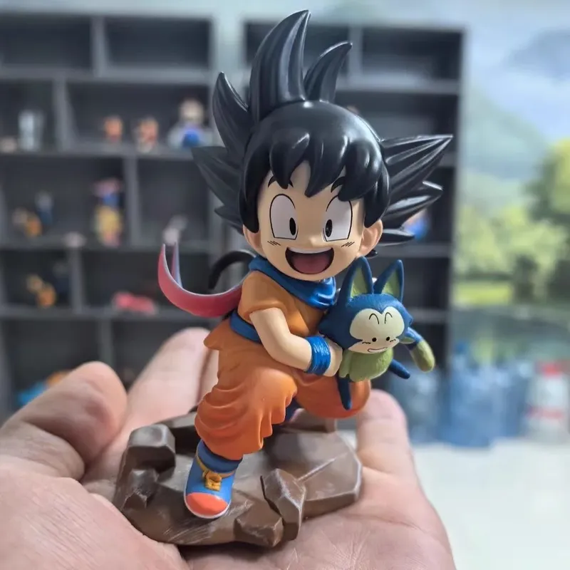 10 cm Dragon Ball Kindheit Son Goku Figur Halten Puaru Action-figuren Anime Modell Puppe Sammlung Desktop Dekoration Spielzeug Geschenk