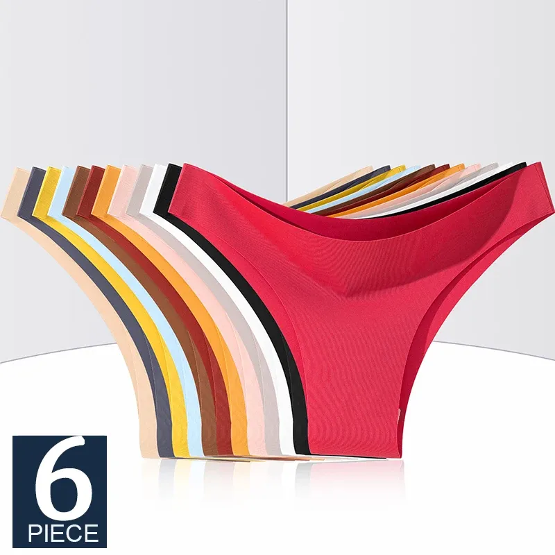 FINETOO 6 Teile/satz Eis Seide Nahtlose Unterwäsche Niedrige Taille Brasilianische Hosen Atmungsaktiv Hohe Elastizität Dessous Dessous Höschen