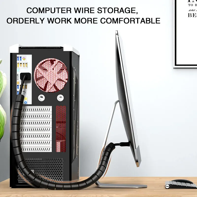 2M Spiralkabel Drahtschutz Kabel Organizer Computerkabel Schutzrohr Clip Organizer Management Tools 10/16/22/28/32mm