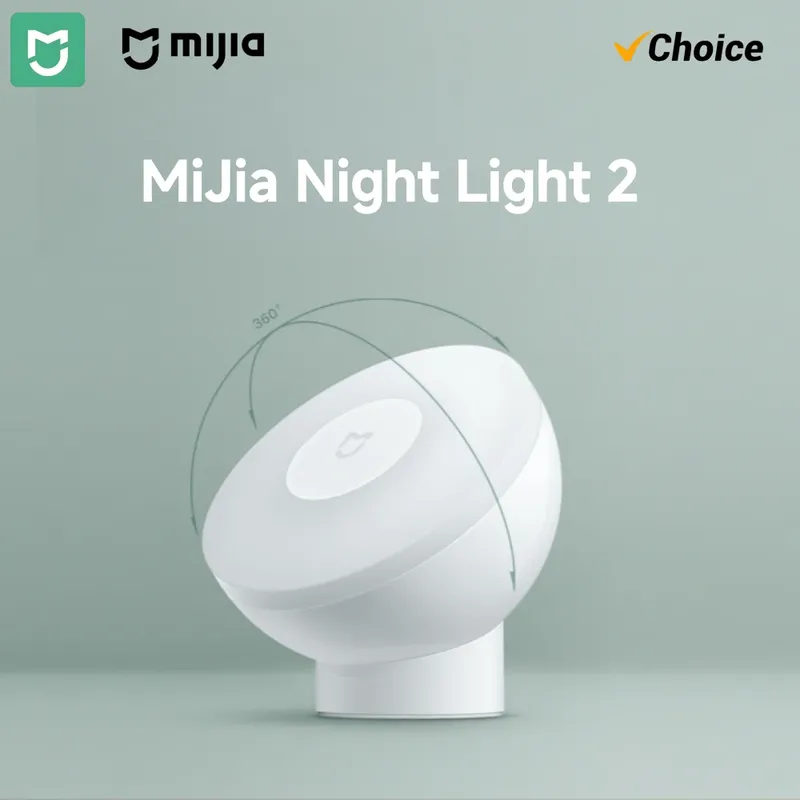 Original Mijia Nachtlicht 2 Intelligenter Bewegungssensor, Dimmbare Helligkeit Automatische Lichterkennung Nachttischlampe für Schlafzimmer Kinder Erwachsene