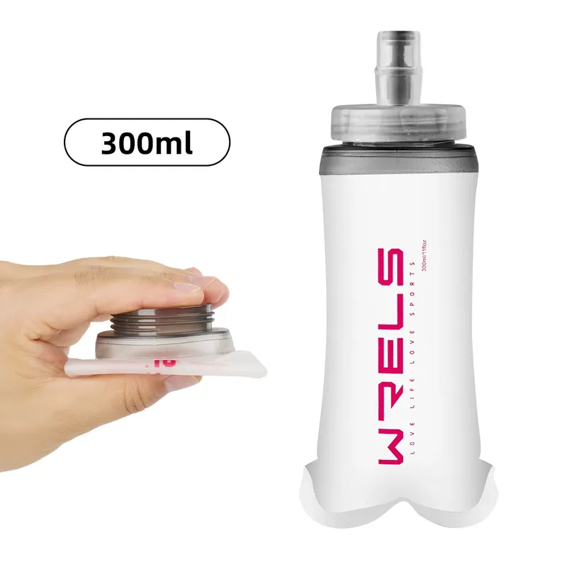 1 Stück neue weiche Wasserflasche mit großem Kaliber, zusammenklappbar, praktische Sportwasserflasche zum Radfahren, Wandern, Trail, Laufen, Fitness
