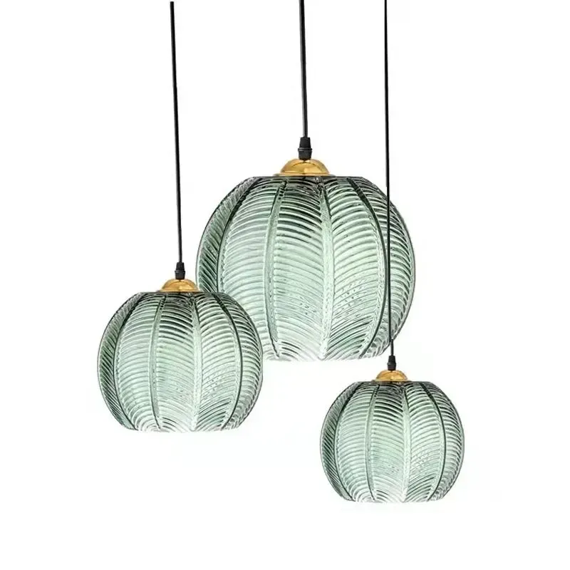 Glas Nordic Anhänger Licht Blatt Muster Hängen Licht Für Schlafzimmer Wohnzimmer Küche Insel Retro Innen Dekorative Leuchte