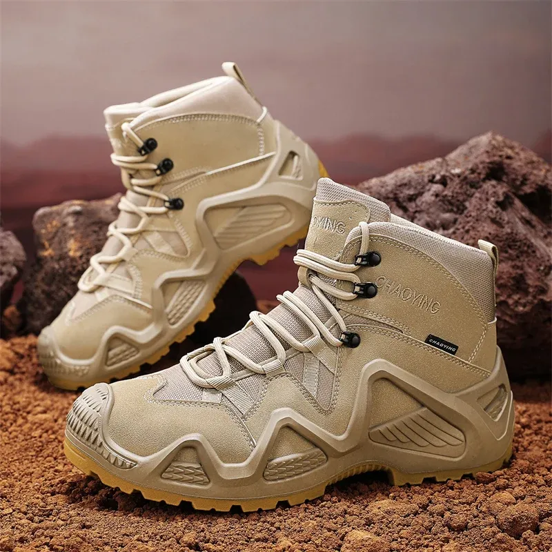 Taktische Stiefel für Herren mit Riemen für Kampftraining, wasserdichte Riemen, Outdoor-Wandern, atmungsaktive Schuhe, multifunktionales Motorrad